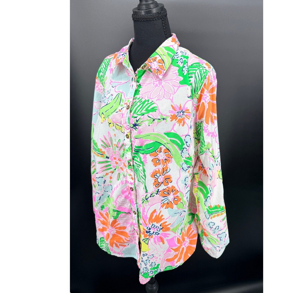 Lilly Pulitzer for Target Button Down Women 1X Multi Floral Good Tropical Cotton